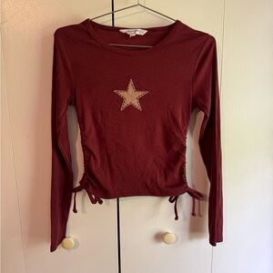 Grayson Threads Maroon Star Long Sleeve Blouse